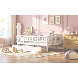Sunvega Twin Size Daybed with Two Drawers Made of Solid Pine Wood