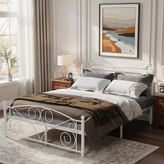 Sunvega Full Metal Bed with Sturdy Steel Structure for Modern Bedroom