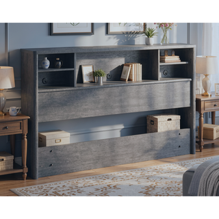 Sunvega Full Queen Bookcase Headboard with Storage and Adjustable Shelves