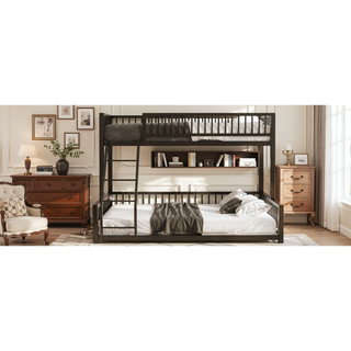 Sunvega Heavy Duty Twin XL over Queen Metal Bunk Bed Frame with Safety Guardrails