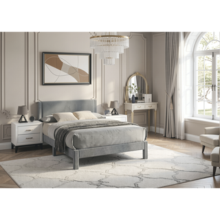 Sunvega Pink Ribbed Upholstered Headboard with Low-Profile Frame for Youth Bedroom