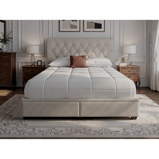 Sunvega Queen Upholstered Storage Bed with Drawers and Polyester Fabric