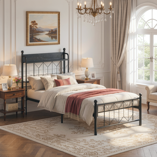Sunvega Twin Bed Frame with LED Headboard Charging Station and Storage Space