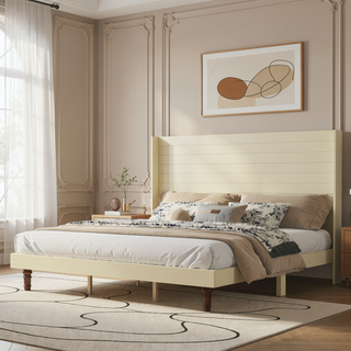 Sunvega Stylish High Headboard Bed with 54 Inch Design for Reading and Relaxing