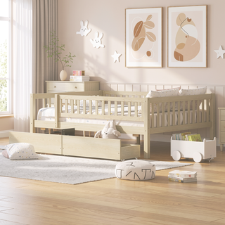 Sunvega Twin Size Daybed with Two Drawers Made of Solid Pine Wood