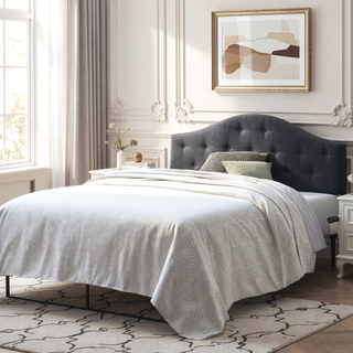 Sunvega Mid-Rise King Upholstered Headboard with Button Tufting and Modern Elegant Design