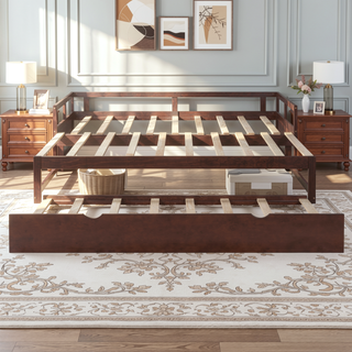 Sunvega Extending Daybed with Trundle for Spontaneous Guests from Twin to King Size