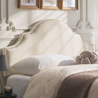 Sunvega Upholstered Queen Size Headboard with Durable Metal Legs and Nailhead Trim