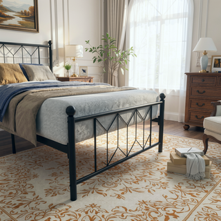 Sunvega Twin Bed Frame with LED Headboard Charging Station and Storage Space
