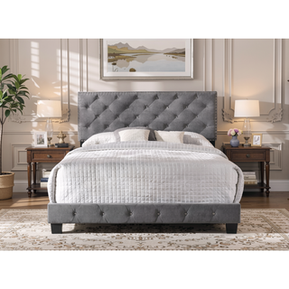 Sunvega Transitional Style Gray Full Bed Frame with Storage and Durable Construction