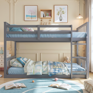 Sunvega Twin Over Twin Bunk Bed with Ladder and Guardrail for Shared Rooms