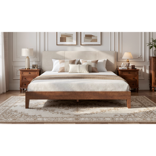 Sunvega King Platform Bed with 28-Slat Dual-Zone System in Brown