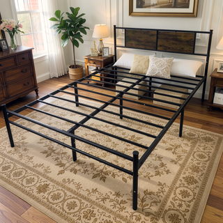 Sunvega Victorian Vintage Queen Bed Frame with Headboard and Footboard