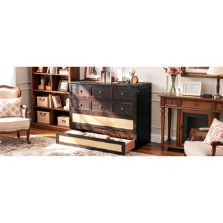 Sunvega Full Size Murphy Bed with Large Drawers in Espresso for Space Saving