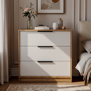 Sunvega Kaia 3 Drawer Dresser with Open Display Top and Large Storage