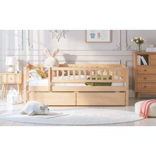 Sunvega Twin Size Daybed with Two Drawers Made of Solid Pine Wood