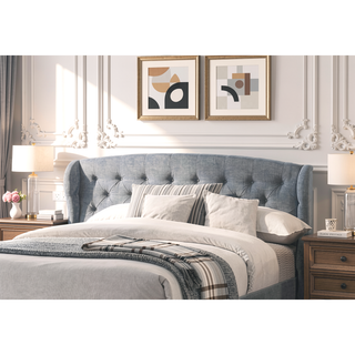 Sunvega Modern Contemporary Eastern King Size Wing Back Button Tufted Adjustable Headboard