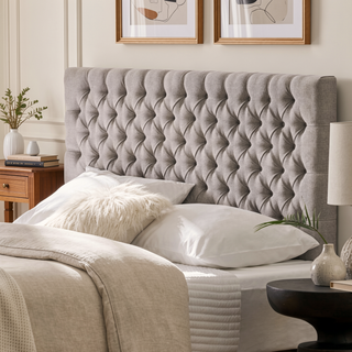 Sunvega Modern Button Tufted Upholstered Queen Size Bed Headboard with Adjustable Legs