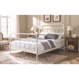 Sunvega Elegant Spindle Design Full Bed with Sturdy Metal White Finish