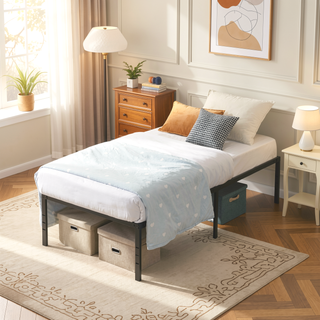 Sunvega Heavy Duty Twin Size Metal Bed Frame with Reinforced Steel Slats