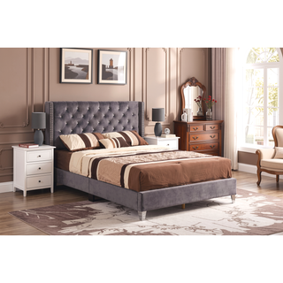 Sunvega Gray Full Upholstered Bed with Durable Construction and Cozy Headboard