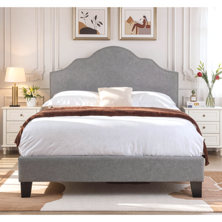 Sunvega Light Gray Queen Size Upholstered Bed with Transitional Style