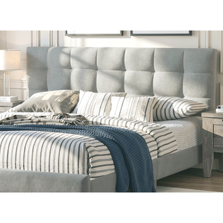 Sunvega Modern Light Gray Upholstered Tufted Headboard California King Platform Bed