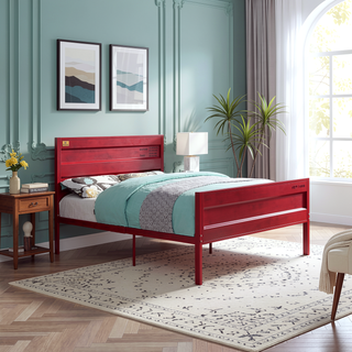 Sunvega Cargo Container Themed Metal Full Platform Bed with Headboard and Footboard