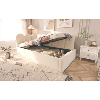 Sunvega Velvet Upholstered Ottoman Daybed With Hydraulic Storage And Metal Frame