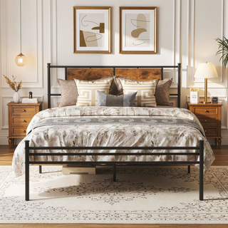 Sunvega Victorian Vintage Queen Bed Frame with Headboard and Footboard