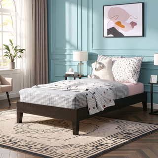 Sunvega Twin Platform Bed with 14-Slat Support System in Black
