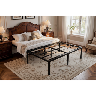 Sunvega Modern Twin Steel Heavy-Duty Platform Foundation with Under-Bed Storage