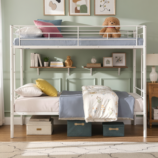 Sunvega Metal Bunk Bed with Trundle for Modern Space Saving Bedroom