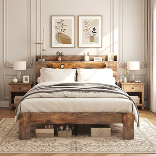 Sunvega Stylish Channel-Tufted Headboard Twin Bed with Brushed Linen Fabric