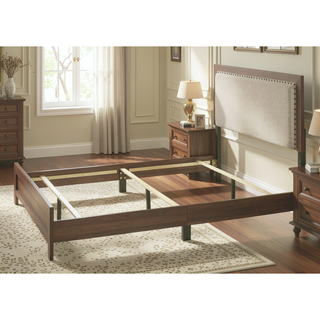 Sunvega Brown Cherry Finish Contemporary Fabric Panel Bed in One Box