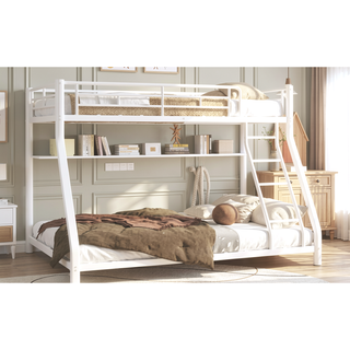 Sunvega Sturdy Metal Twin over Twin Bunk Bed with Safety Guardrail and Noise Reduced