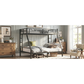 Sunvega Twin XL over Queen Metal Bunk Bed with Noise Reduction for Teens and Adults