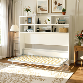 Sunvega Modern Twin Size Horizontal Murphy Bed with Storage Shelf for Bedroom or Guestroom