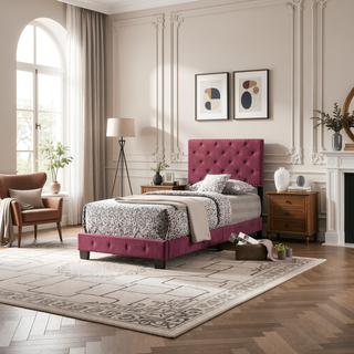 Sunvega Charming Twin Bed In Cherry Finish For Casual Bedroom Decor