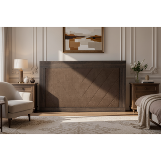 Sunvega Dark Gray Oak Queen Bed with Rustic Accents and Wood Frame