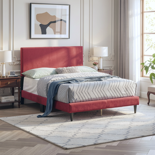 Sunvega White Faux Leather Upholstered Queen Bed with Adjustable Headboard