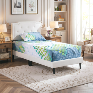 Sunvega Twin Bed Frame in Crisp White for Compact Living Areas