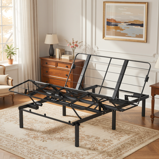 Sunvega Zero-Clearance Adjustable Bed Base Frame with Dual USB Ports for Queen Size