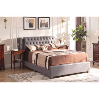 Sunvega Modern Light Grey Upholstered Queen Bed with Sturdy Chic Design