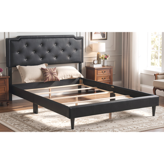 Sunvega Full Bed with Chic Tufted Headboard and Vibrant Blue Hue in One Box