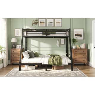 Sunvega Twin XL over Queen Metal Bunk Bed with Ladder and Underbed Storage