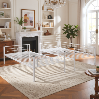 Sunvega Full Over Full Metal Bunk Bed with Chrome Finish and Guardrails