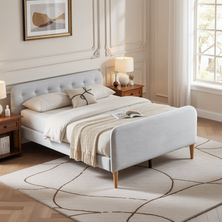Sunvega Modern Upholstered Daybed with Solid Wood Frame and Linen Fabric