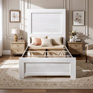 Sunvega Natural Finish Full Bed with Headboard Footboard and Rails