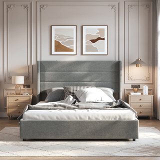 Sunvega Upholstered Full Size Bed Frame with Headboard and Storage Drawers